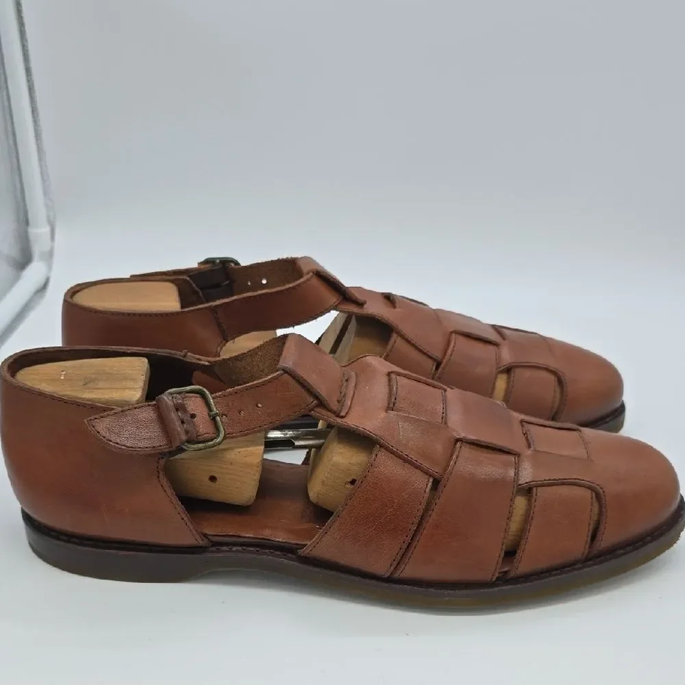 Cole Haan Brown Leather Fisherman-Style Slip-On Loafers